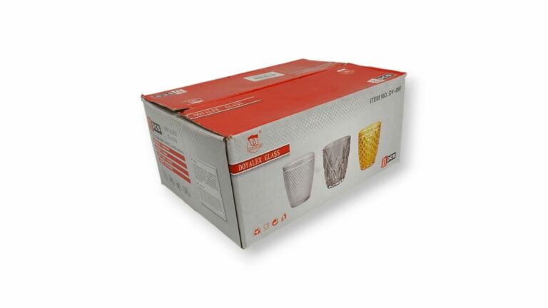 SET x 6 VASOS BAJOS VIDRIO DORADO C/ROMBO 350ml - Imagen 2