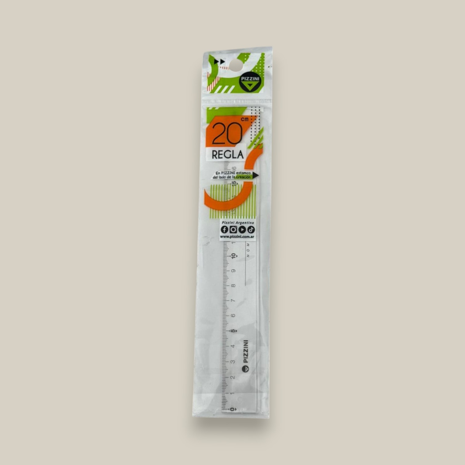 Regla escolar 20cm cristal