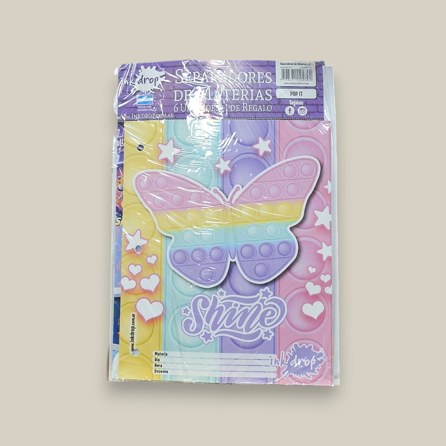Separadores materia x 6 pot it + pop it pastel