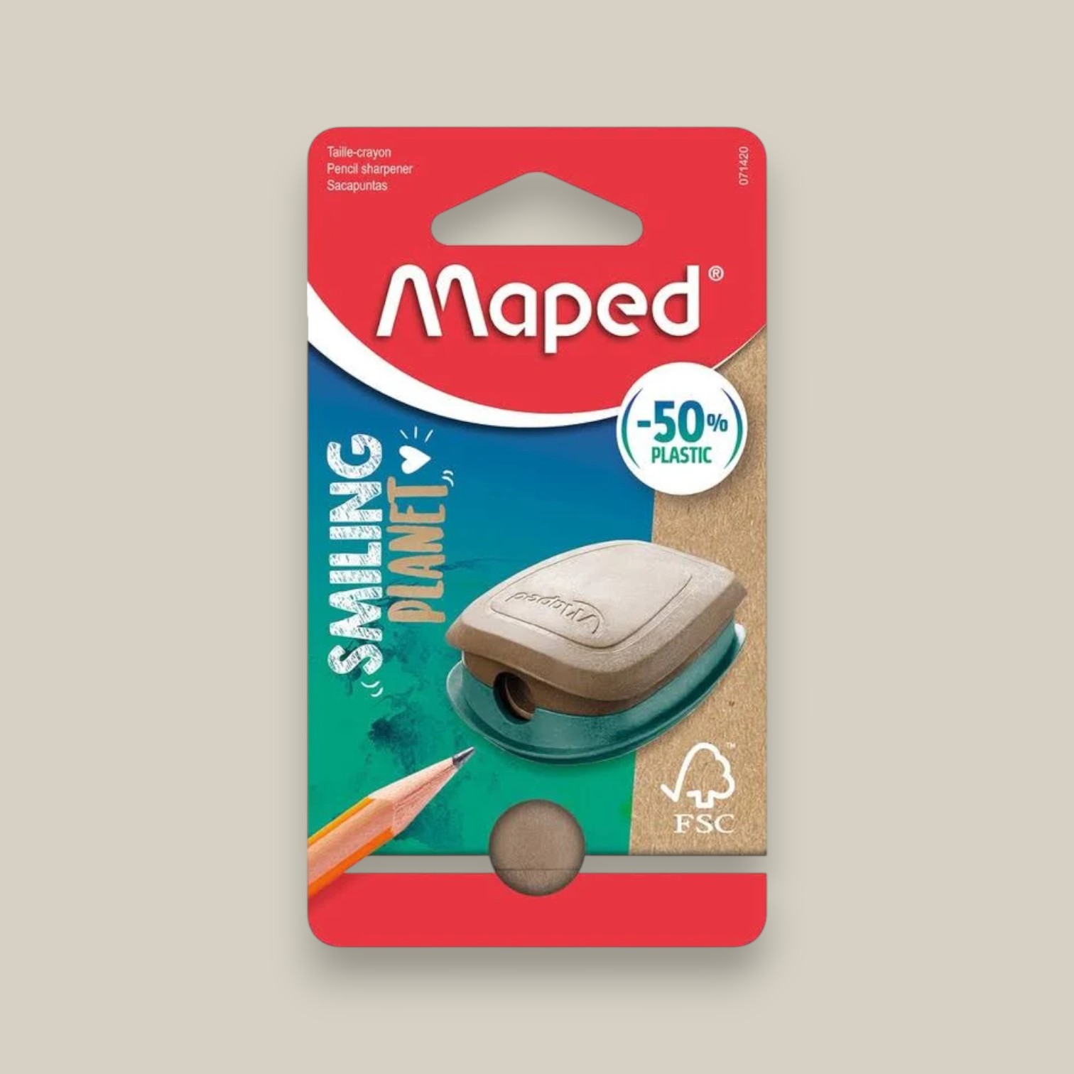 Sacapuntas con deposito blister - smiling planet