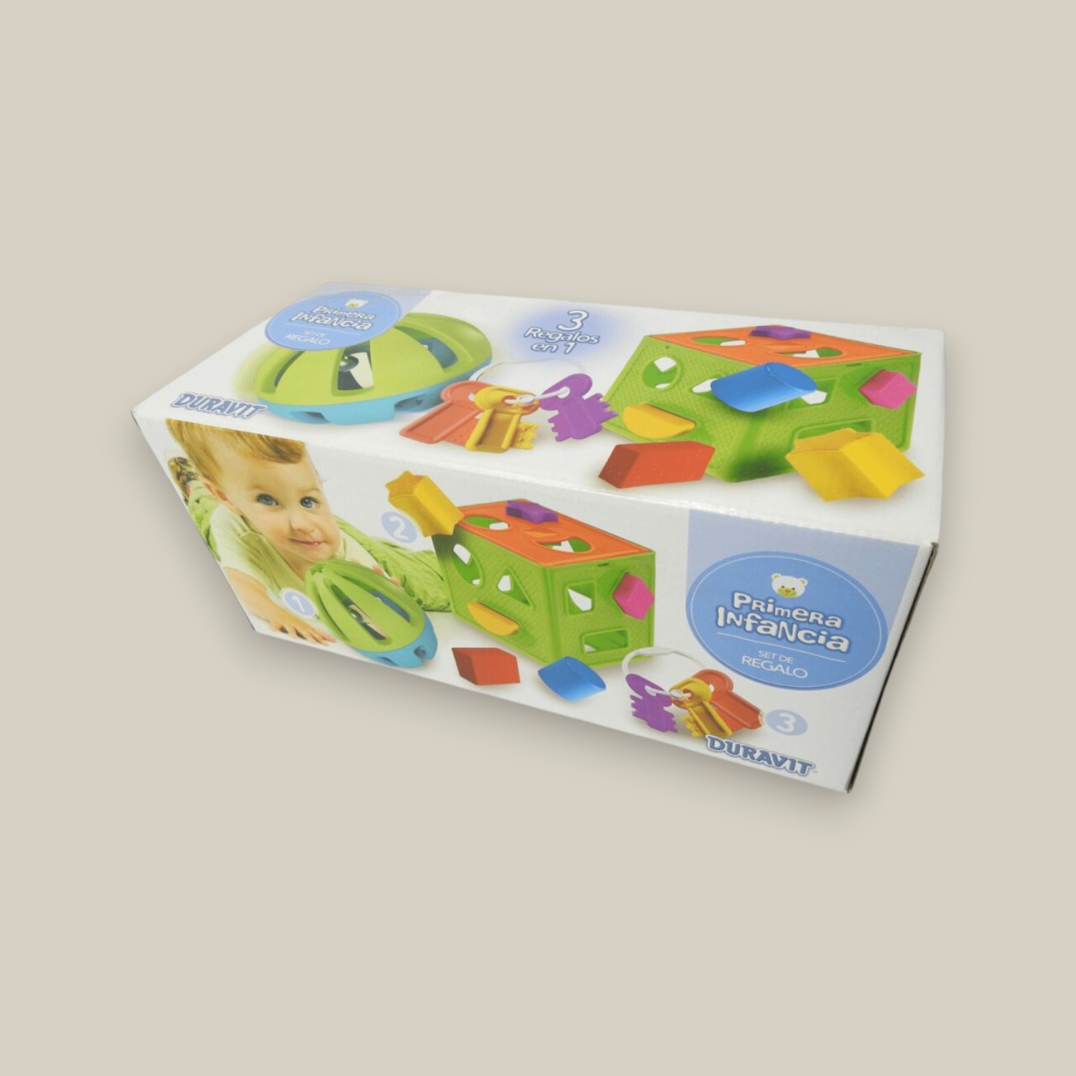 Set didactico 3en1 cubo+mordillo+esfera duravit