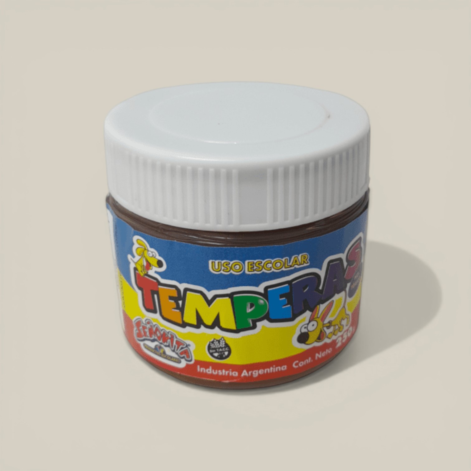 Tempera pote señorita x 250grs marron art.10302-6