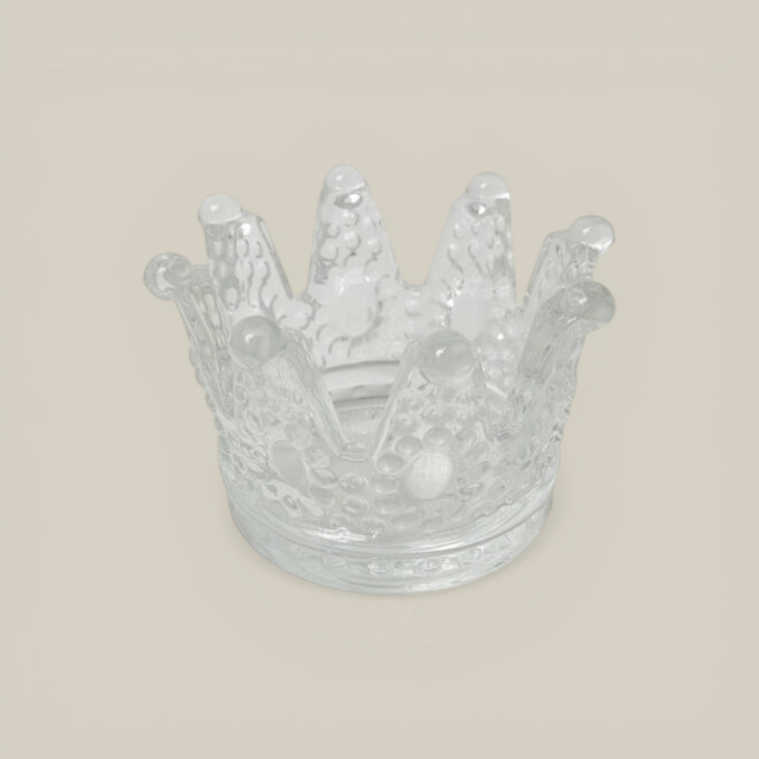 Porta vela corona de vidrio