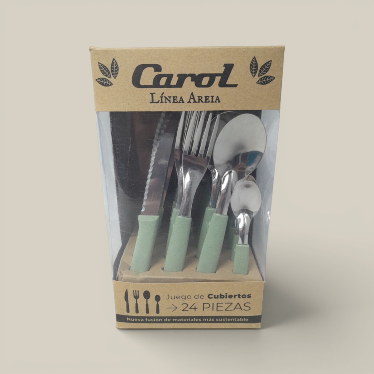 Juego cubiertos 24 pzas.e/caja verde