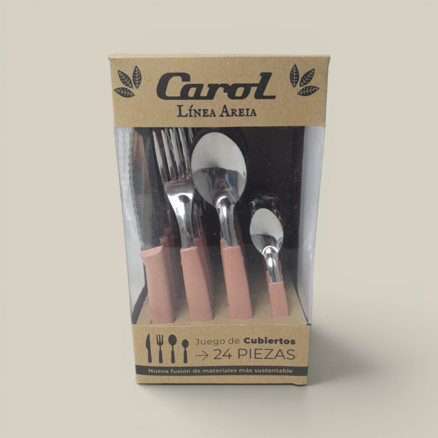 Juego cubiertos 24 pzas.e/caja rosa