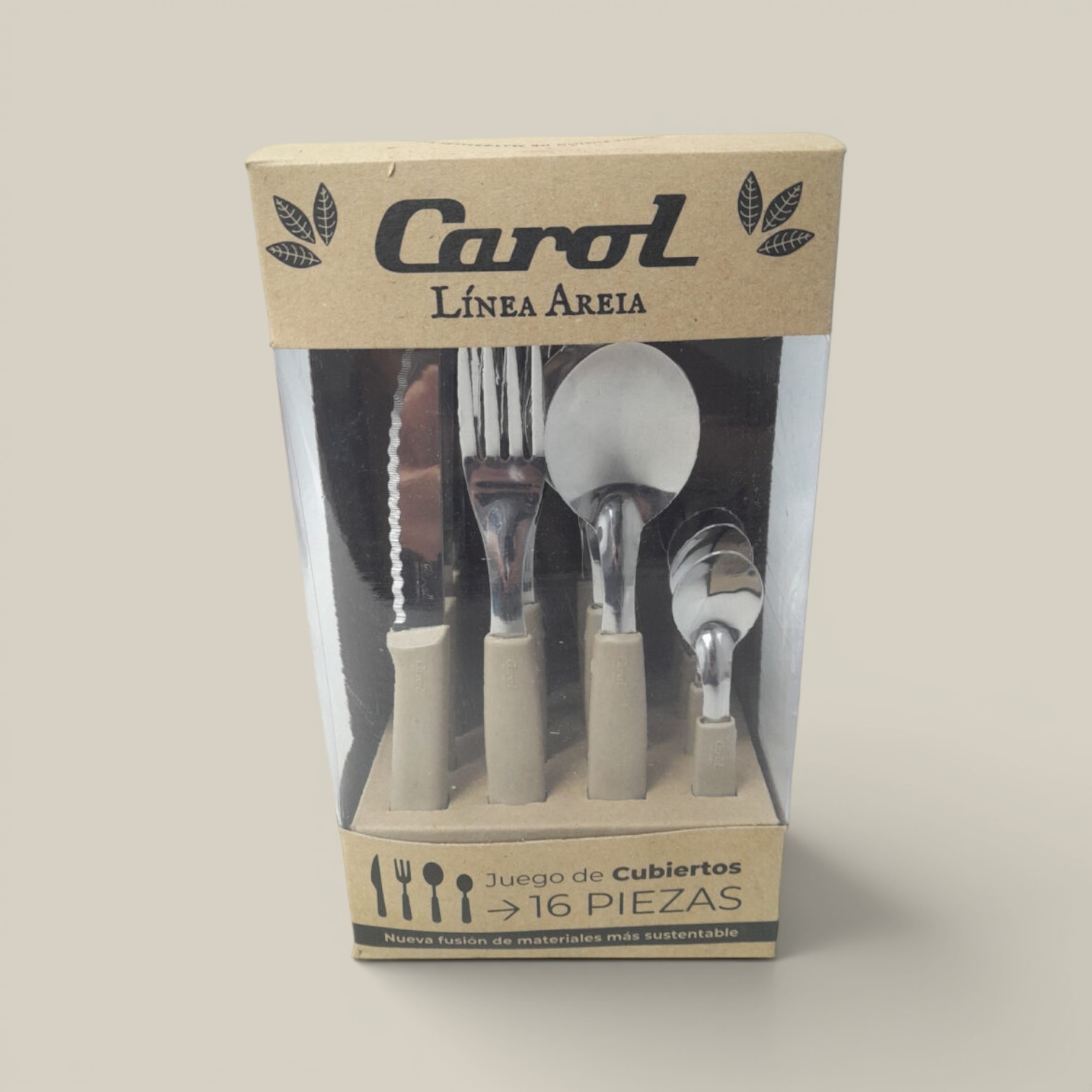 Juego cubierto 16 pzas.e/caja beige