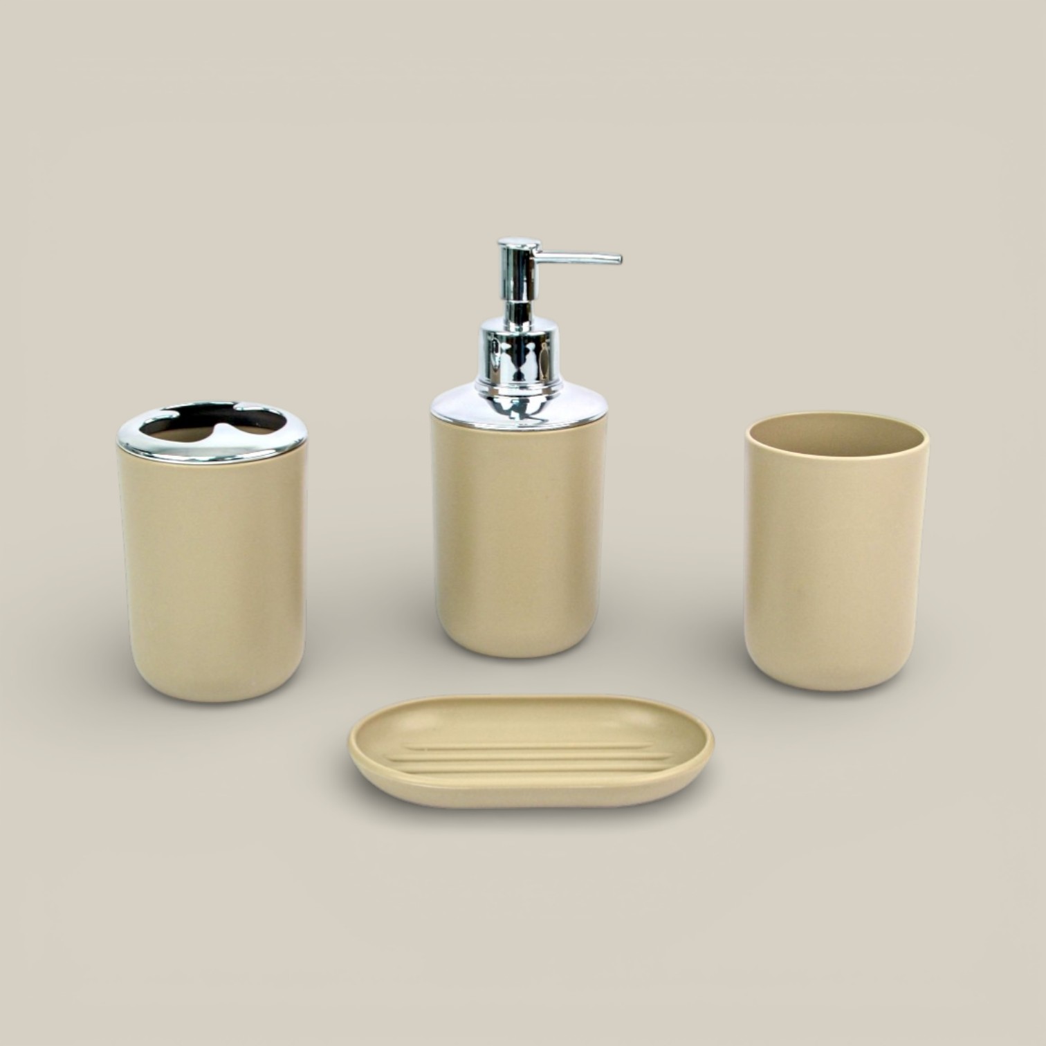 Juego de baño beige 4 pzs opaco