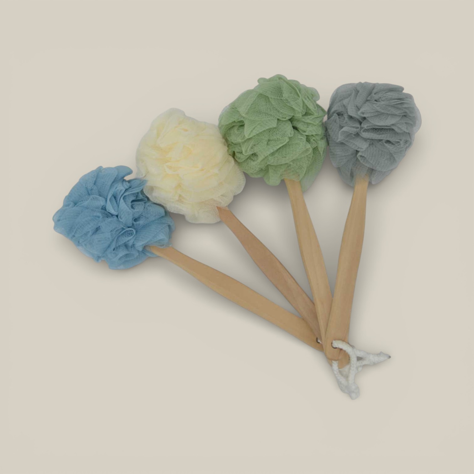 Esponja de baño c/mango bambu 36*13cm