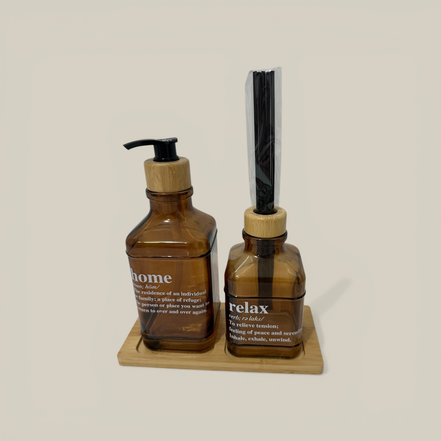 Dispenser + difusor vidrio caramelo