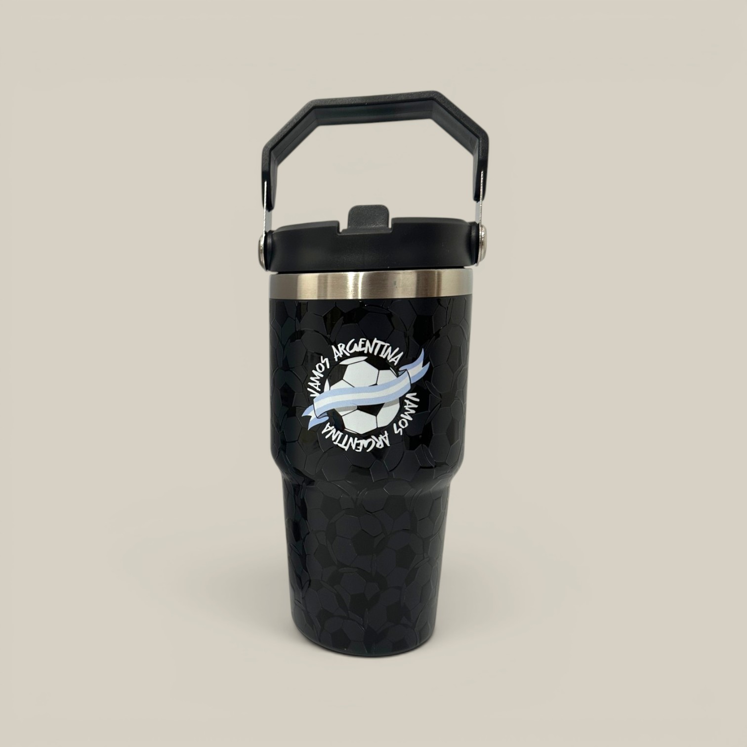 Vaso termico 600ml acero inox. c/tapa pico rebatible y manija